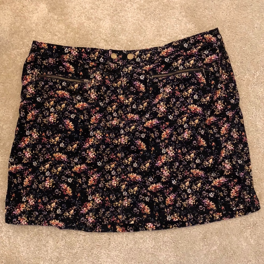 Floral Corduroy Skirt
